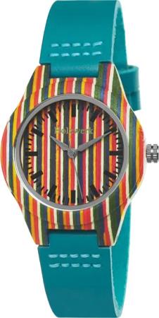 Holzwerk Quarzuhr LINZ BLUE bunte kleine