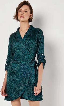 Apricot Druckkleid Wickelkleid, (2-tlg., Stoffgürtel) mit