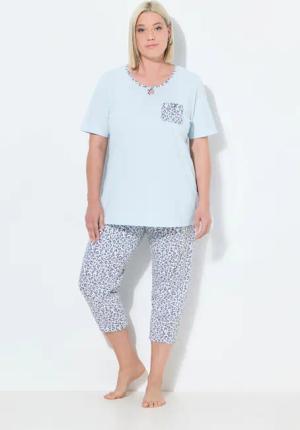 Ulla Popken Pyjama Pyjama Leomuster Rundhals