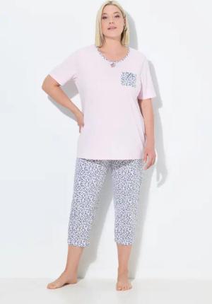 Ulla Popken Pyjama Pyjama Leomuster Rundhals