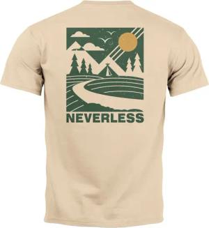 Neverless Print-Shirt Herren T-Shirt Backprint Berge