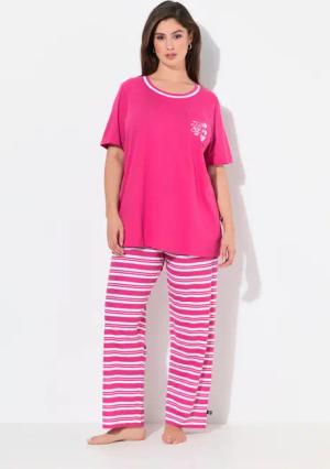 Ulla Popken Pyjama Pyjama Ringelhose Rundhals