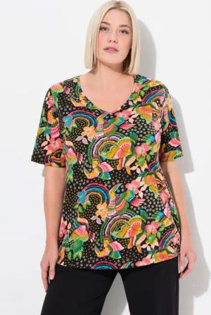 Ulla Popken Longshirt Longshirt Blüten A-Linie
