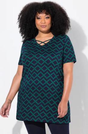 Ulla Popken Longshirt Longshirt Zierbänder A-Linie