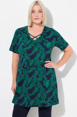 Ulla Popken Longshirt Longshirt Zierbänder A-Linie