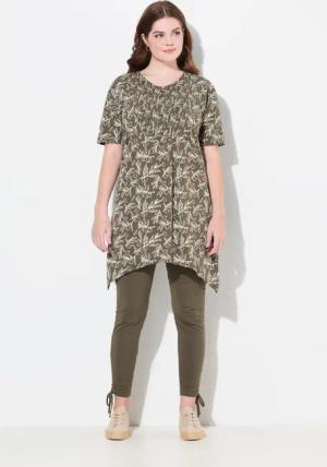 Ulla Popken Longshirt Longshirt A-Linie V-Ausschnitt
