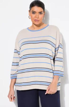 Ulla Popken Strickpullover Pullover Streifen Oversized