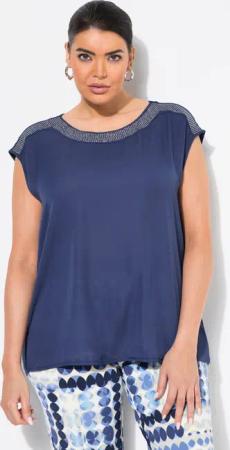 Ulla Popken T-Shirt Shirt Ziersteine Rundhals