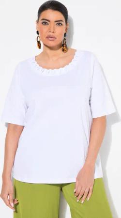 Ulla Popken Longtop T-Shirt Flecht-Zierkante Rundhals