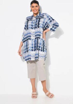 Ulla Popken Longbluse Longbluse Kreise A-Linie