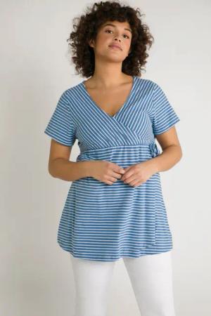 Ulla Popken T-Shirt Bellieva-T-Shirt Stillfunktion Ringel