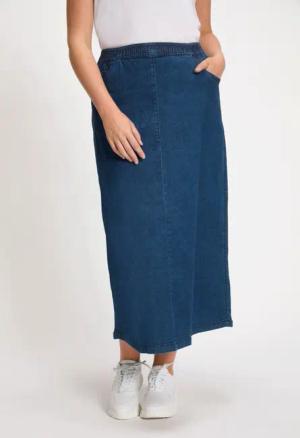 Ulla Popken Jeansrock Jeans-Rock ausgestellt Elastikbund