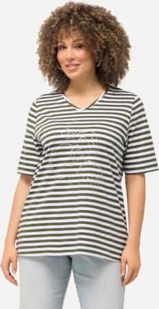 Ulla Popken T-Shirt Shirt Ringel Metallic-Tier