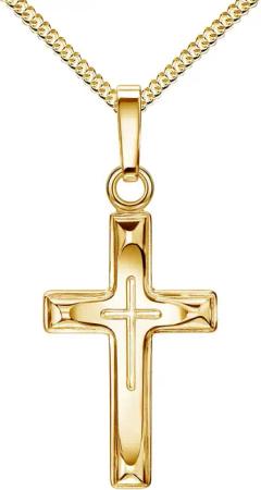 JEVELION Kreuzkette Taufkreuz Anhänger 333 Gold