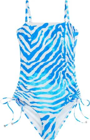 Next Badeanzug Bauchformender Bandeau-Badeanzug mit Beinrüschen