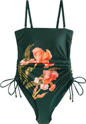Next Badeanzug Bauchformender Bandeau-Badeanzug mit Beinrüschen