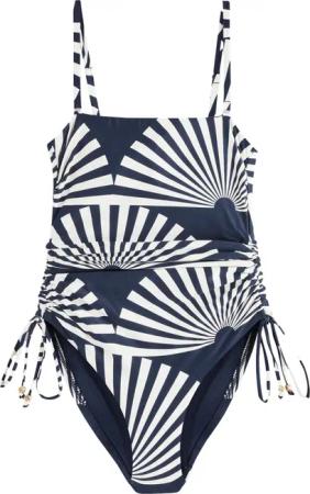 Next Badeanzug Bauchformender Bandeau-Badeanzug mit Beinrüschen