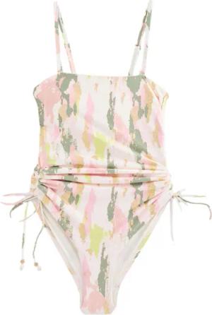 Next Badeanzug Bauchformender Bandeau-Badeanzug mit Beinrüschen