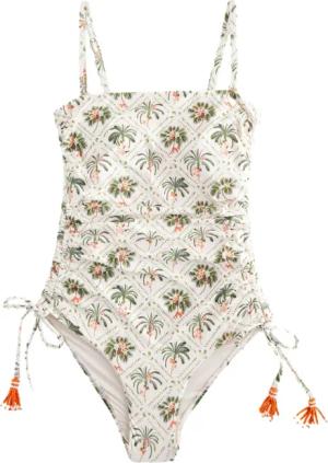 Next Badeanzug Bauchformender Bandeau-Badeanzug mit Beinrüschen