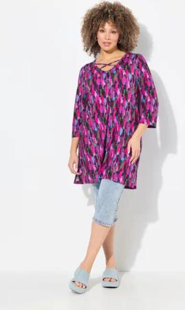 Ulla Popken Longshirt Longshirt A-Linie Zierbänder