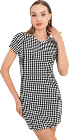 Bongual Minikleid Bodycon Partykleid Hahnentrittmuster