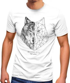 Neverless Print-Shirt Herren T-Shirt Wolf Polygon