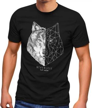 Neverless Print-Shirt Herren T-Shirt Wolf Polygon