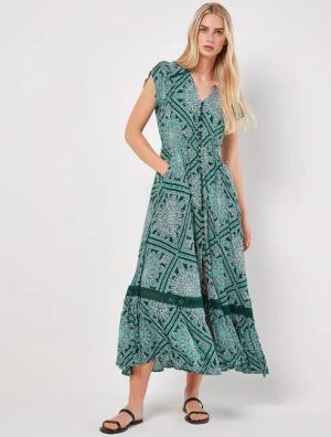 Apricot Maxikleid Maxikleid, mit bestickter Bordüre