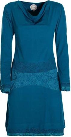 Vishes Jerseykleid Kleid Wasserfallkragen Bund bedruckt