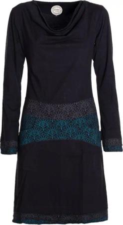 Vishes Jerseykleid Kleid Wasserfallkragen Bund bedruckt
