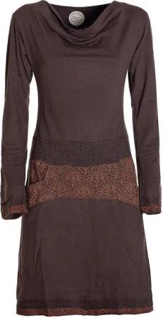 Vishes Jerseykleid Kleid Wasserfallkragen Bund bedruckt