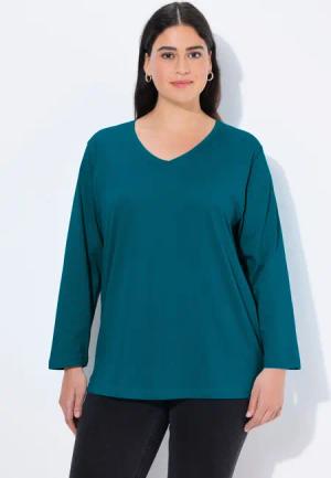 Ulla Popken T-Shirt Shirt V-Ausschnitt Relaxed