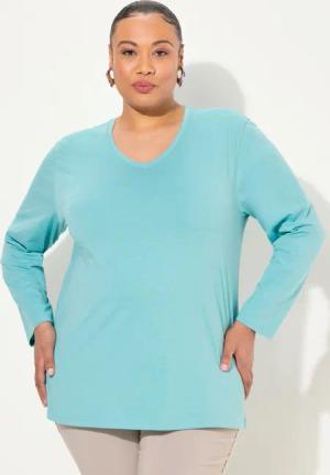 Ulla Popken T-Shirt Shirt V-Ausschnitt Relaxed