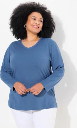 Ulla Popken T-Shirt Shirt V-Ausschnitt Relaxed