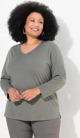 Ulla Popken T-Shirt Shirt V-Ausschnitt Relaxed