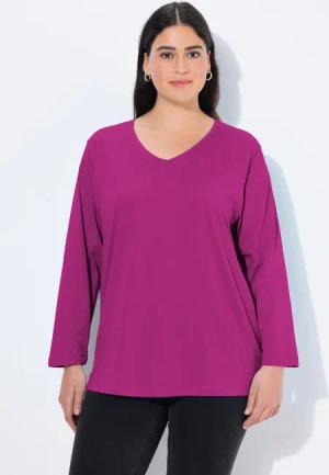 Ulla Popken T-Shirt Shirt V-Ausschnitt Relaxed