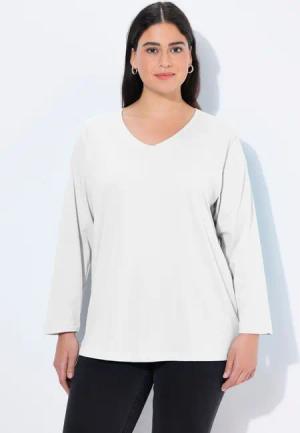 Ulla Popken T-Shirt Shirt V-Ausschnitt Relaxed