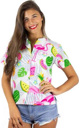 King Kameha Hawaiihemd Flamingo Melone Funky