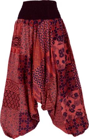 Guru-Shop Relaxhose Sommerliche Aladinhose Patchwork Pluderhose,..