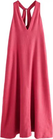 Next Maxikleid Nackenträger-Maxikleid mit Leinenanteil (1-tlg)