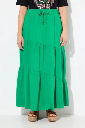 Ulla Popken Midirock Maxi-Jerseyrock Volantstufen A-Linie