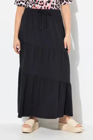 Ulla Popken Midirock Maxi-Jerseyrock Volantstufen A-Linie