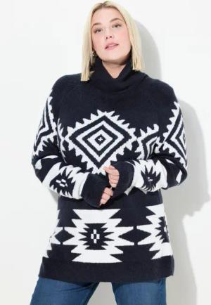Ulla Popken Rollkragenpullover Pullover grafisches Muster