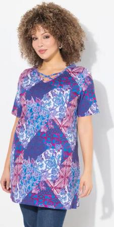 Ulla Popken Longshirt Longshirt Patchdruck A-Linie