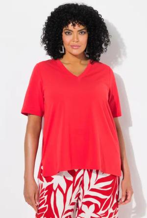 Ulla Popken T-Shirt T-Shirt Materialmix A-Linie
