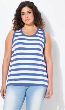 Ulla Popken Longtop Top Ringel Rippjersey