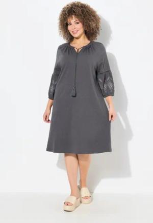 Ulla Popken Jerseykleid Jerseykleid Stickerei A-Linie