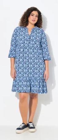 Ulla Popken Jerseykleid Jerseykleid A-Linie Tunika-Ausschnitt