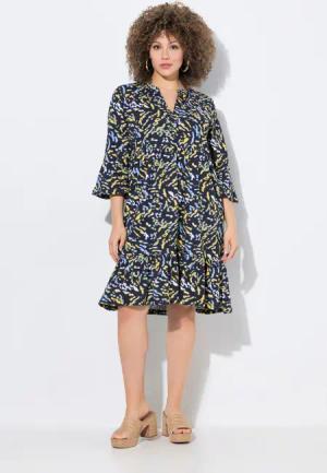 Ulla Popken Jerseykleid Jerseykleid A-Linie Tunika-Ausschnitt