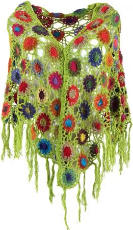 Guru-Shop Halstuch Häkelstola, Hippie Blümchen Häkelschal,..